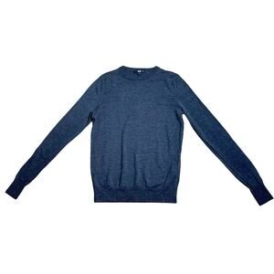Uniqlo Size M Charcoal Grey Crew Neck 100% Wool Extra Fine Merino Sweater